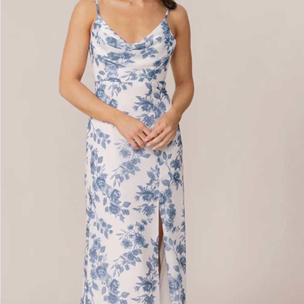 Revelry Dusty Blue Bouquet Ember Chiffon Dress